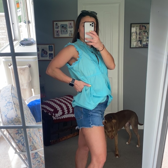 Bay Studio Sleeveless 1/2 Button Ruffle Hem Top - Picture 2 of 11